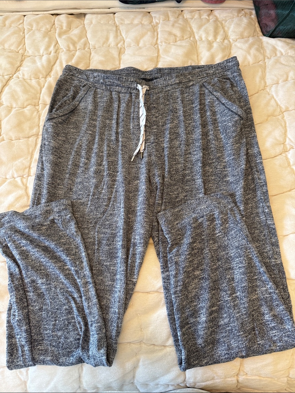 Navy Knit Lounge Pants with Drawstring